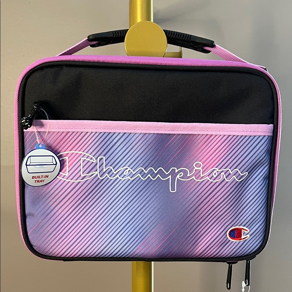 Champion Black, Pink & Purple Lunch Bag / Kit with Tray - Durable Design